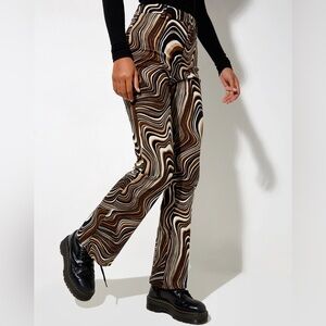 NWT Motel Rocks Zoven Flare Trouser In 70s Ripple Size Small